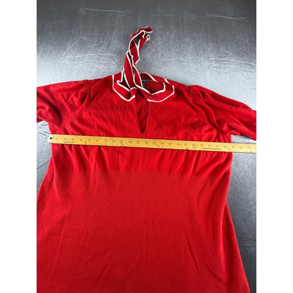 ModCloth Red White Trim Tie Neck Short Sleeve Knit Top Plus Size 3X MRS0552 - Picture 9 of 9